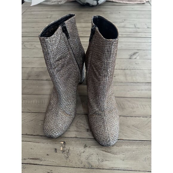 SAINT LAURENT Loulou Babies Metallic Zip Ankle Boots Booties Ciad Silver 38.5 - Picture 6 of 10